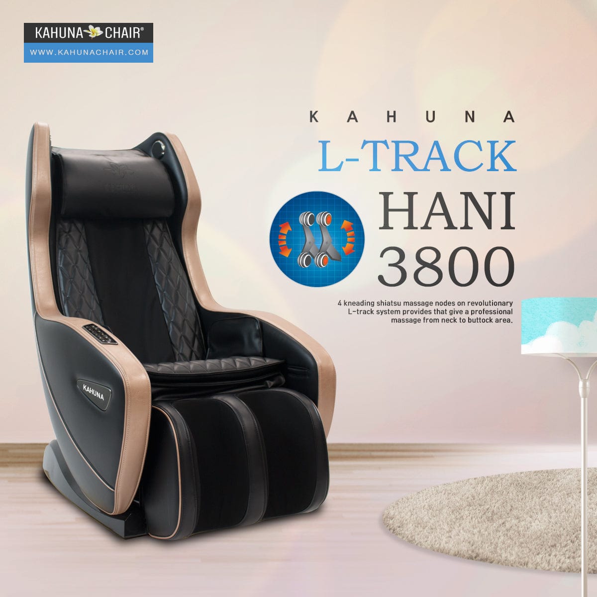 Kahuna Chair – [CM] L-Track Zero Gravity Compact Kahuna Massage Chair, Hani3800 [Gold]
