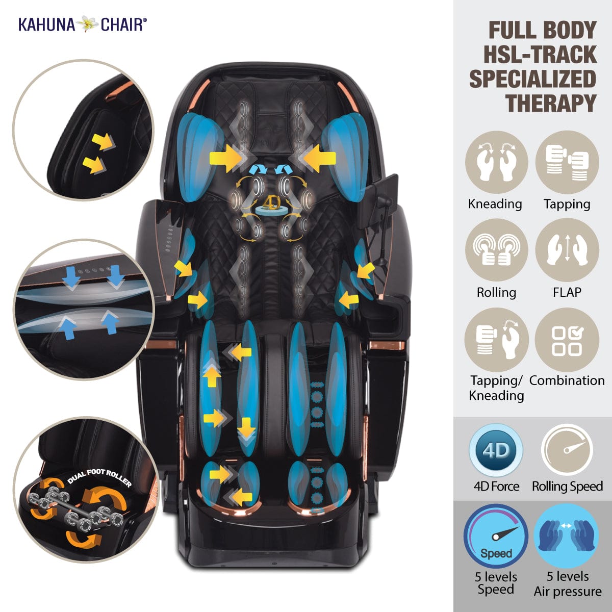Kahuna Chair – EM 8500 [Brown/Darkbrown] - Massage Chair