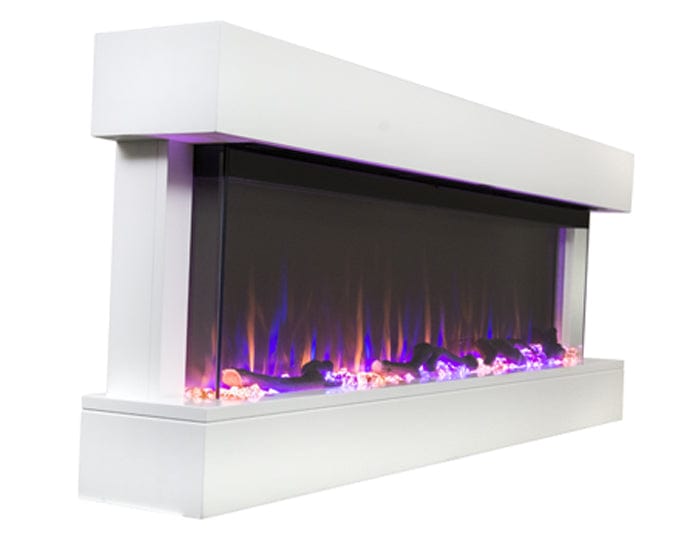 Chesmont White 50" Wall Mount 3-Sided Smart Electric Fireplace (Alexa/Google Compatible) Touchstone