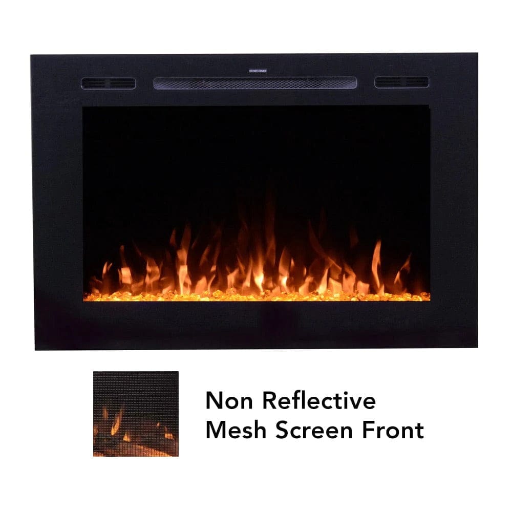 Forte Steel Mesh Screen Non Reflective 40" Recessed Electric Fireplace -  Matte Black