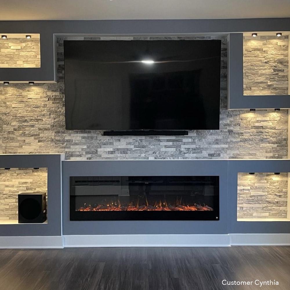 The Sideline 72" Recessed Electric Fireplace Touchstone