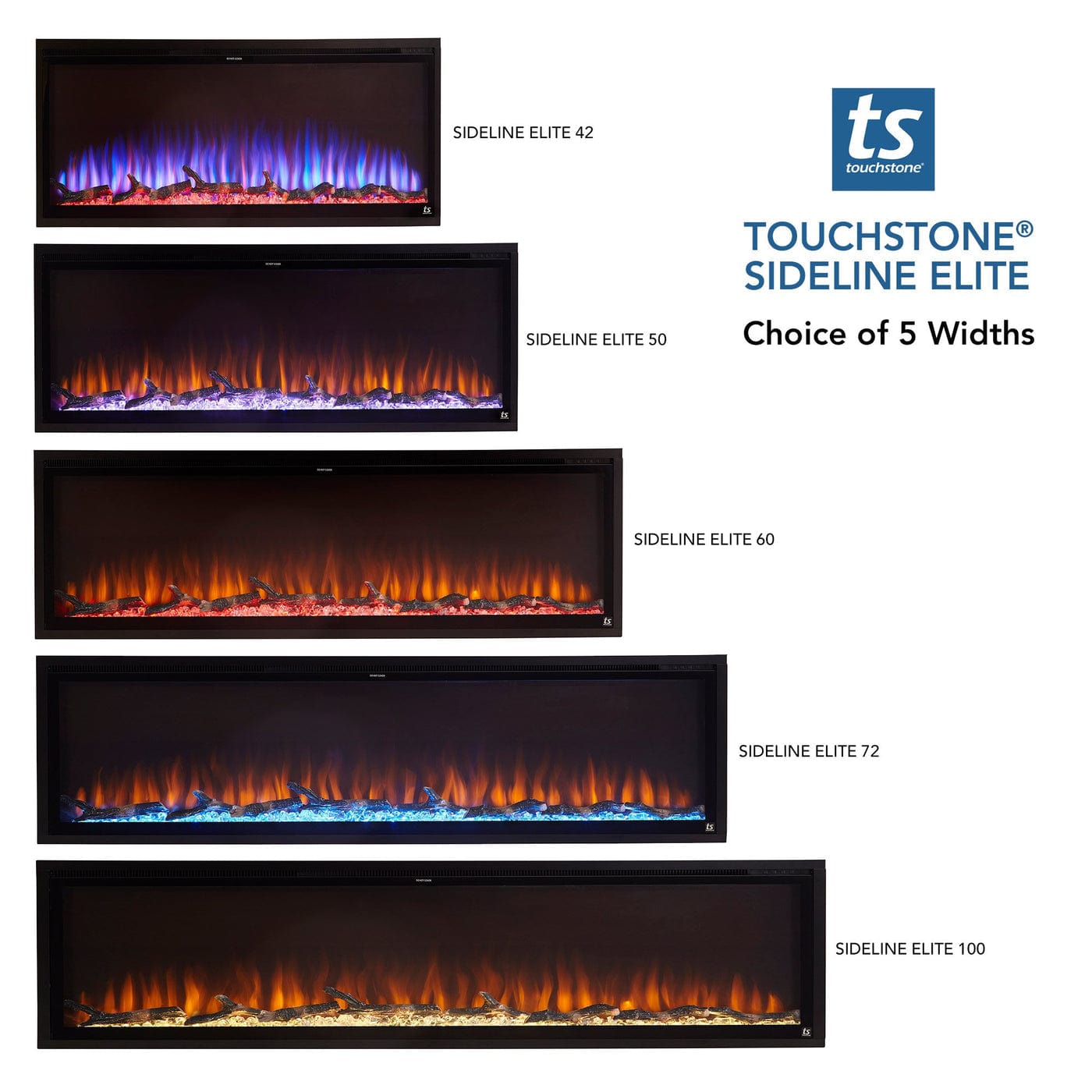 Sideline Elite Smart 50" WiFi-Enabled Recessed Electric Fireplace (Alexa/Google Compatible) Touchstone