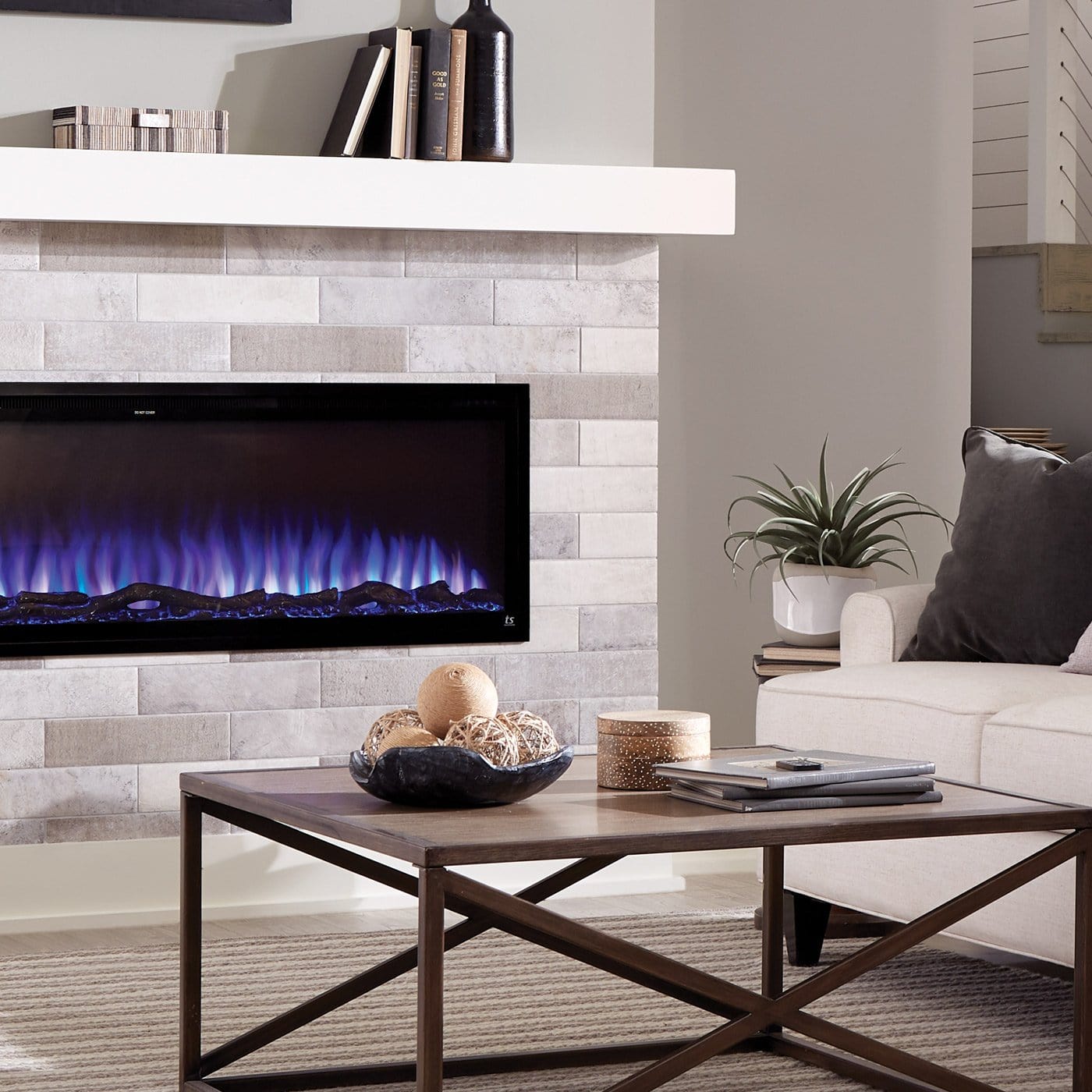 Sideline Elite Smart 50" WiFi-Enabled Recessed Electric Fireplace (Alexa/Google Compatible) Touchstone