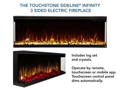 Sideline Infinity 3 Sided 50" WiFi Enabled Recessed Electric Fireplace 80045 (Alexa/Google Compatible) Touchstone