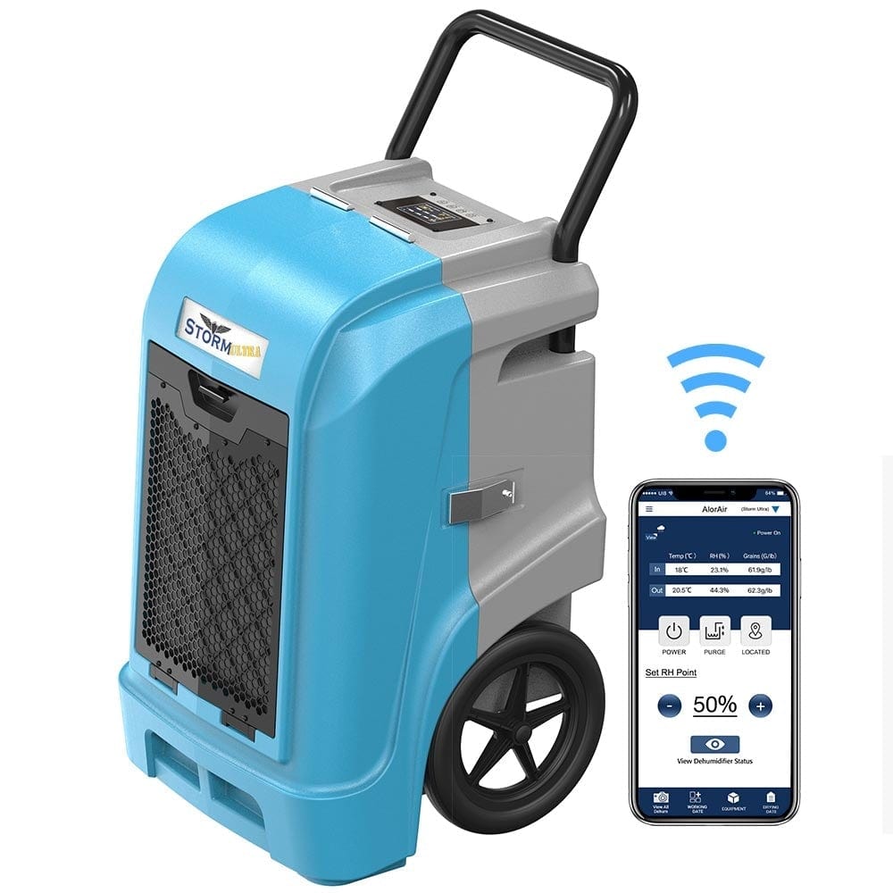 Dehumidifiers Alorair Storm Ultra 90 PPD Industrial Commercial Large Dehumidifier With Wi-Fi Controls Blue Alorair