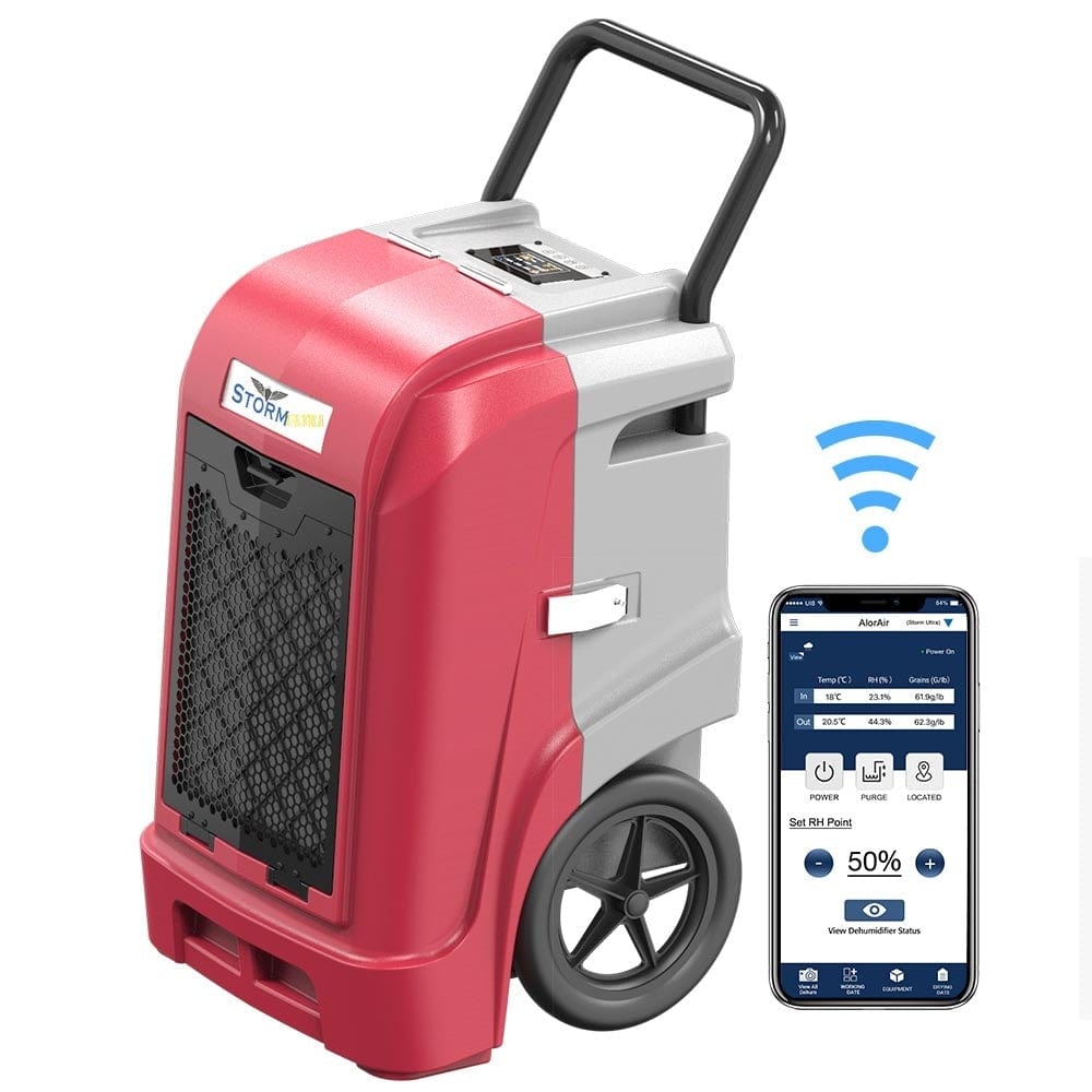 Dehumidifiers Alorair Storm Ultra 90 PPD Industrial Commercial Large Dehumidifier With Wi-Fi Controls Red Alorair